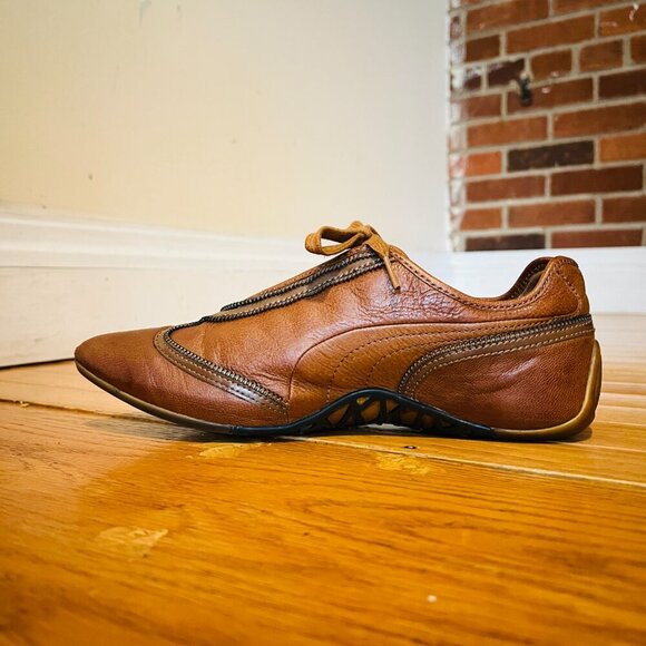 Alexander McQueen + Puma Brown Leather Sneakers Women's Size 9 - Picture 6 of 16